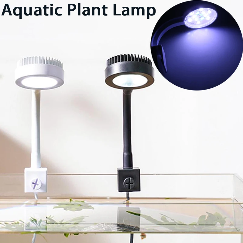 MiniAquariumFishBowlLightLedCoralUSBChargingClipForPlants