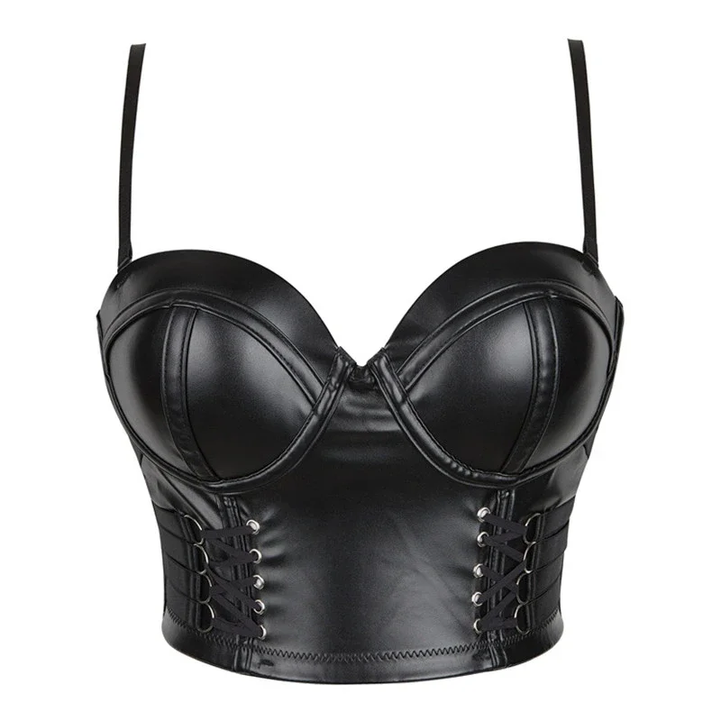 Waist Corset Corset Bustier Top Lace Corset Women Corset Crop Top Gothic Black Leopard Faux Leather Push Up Overbust Corset Bustier Bra with Straps Fashion Streetwear