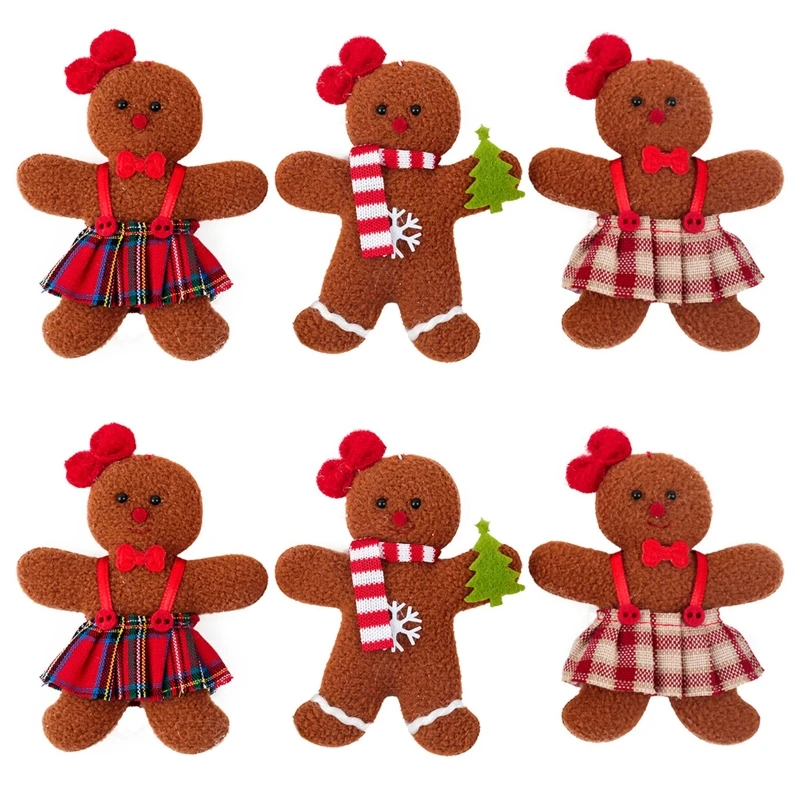 3 Pezzi/Set Decorazioni Natalizie Omino Pan Zenzero Per Pendenti Per Bambole Ornamenti Appesi Per Albero Natale Per