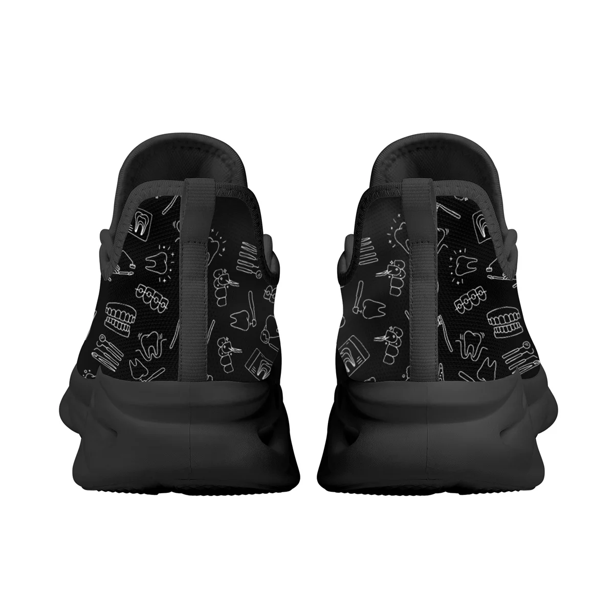 Ladies Teeth Nursing Shoes Dental Medical Heartbeat Design Sneakers Casual Lightweight Lace-Up Vulcanized Shoes Footwear