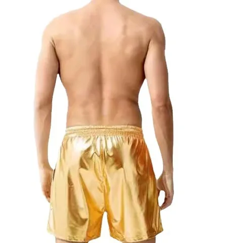 Mens Summer Outfit Shorts Shiny Nightclub Glossy Gold Sliver Black Sweatpants Men Metallic Disco Party Drawstring Short Pants 2