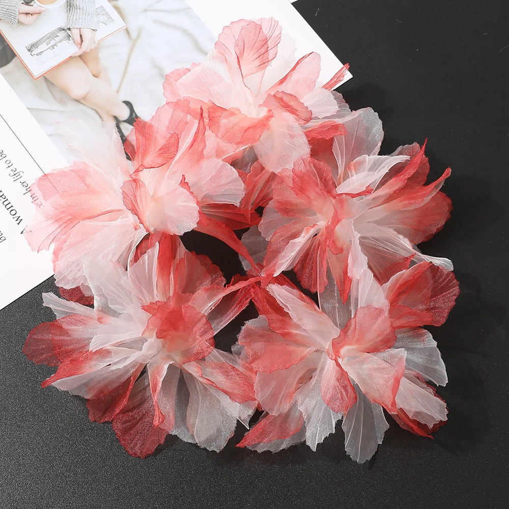 5PC 3D Organza Künstliche Blumen Kopf Für Home Hochzeit Dekoration Gradienten Braut Kopfbedeckungen DIY Kleidung Machen Haar Zubehör – Detail 8