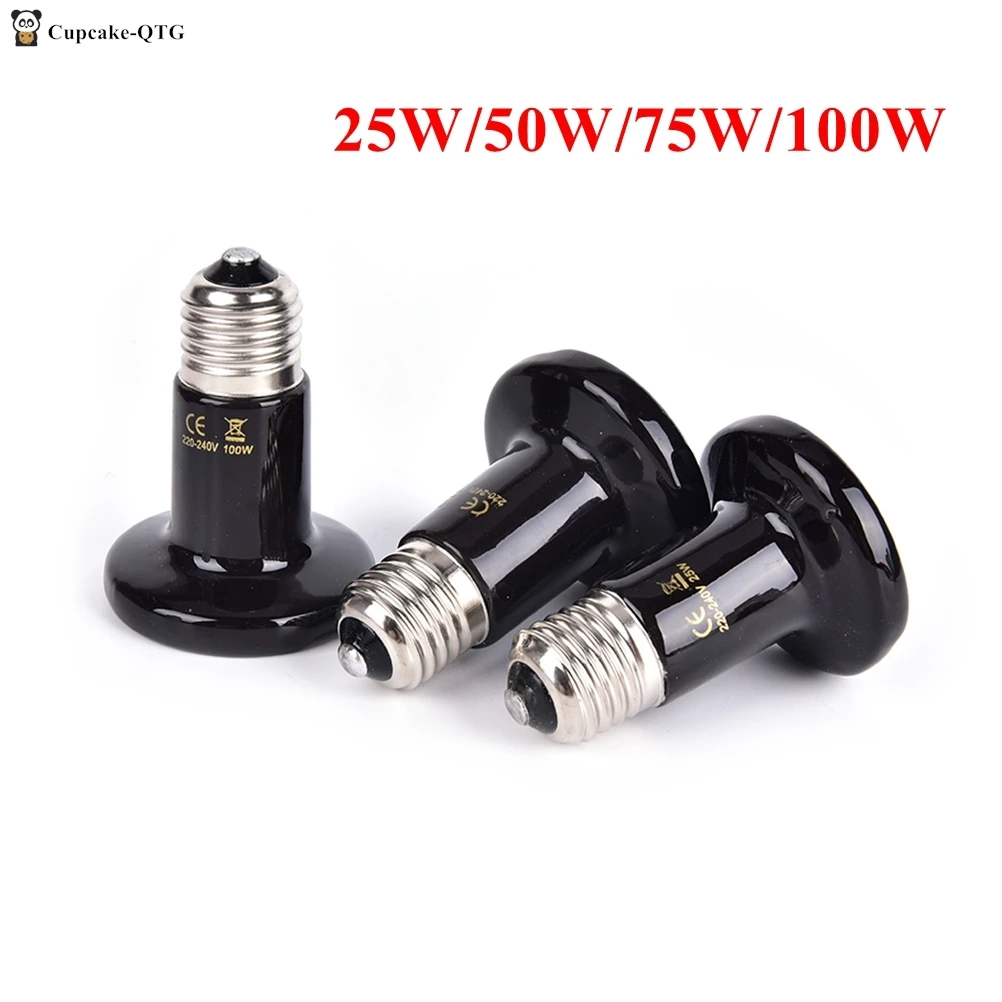 Reptile Lamp Bulbs Infrared Heating Bulb 25W/50W/75W/100W Basking Ceramic IR Heat Emitter Bulb