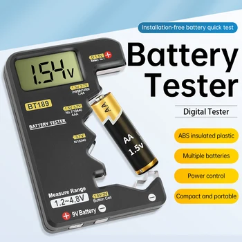 Tester batteria digitale LCD BT189 Rilevatori di batterie di riserva Strumento di controllo batteria universale per batterie a bottone AA AAA 9V 1.5V/3V