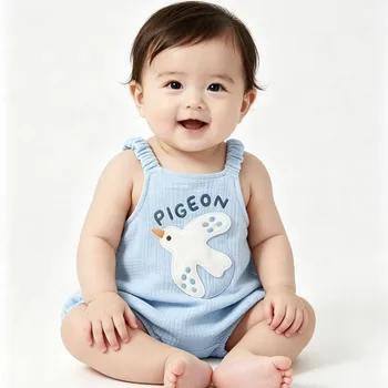 Baby Summer Jumpsuit Newborn Muslin Cotton Clothes Boys Girls Soft Sleeveless Suspenders Romper 0-24 Months