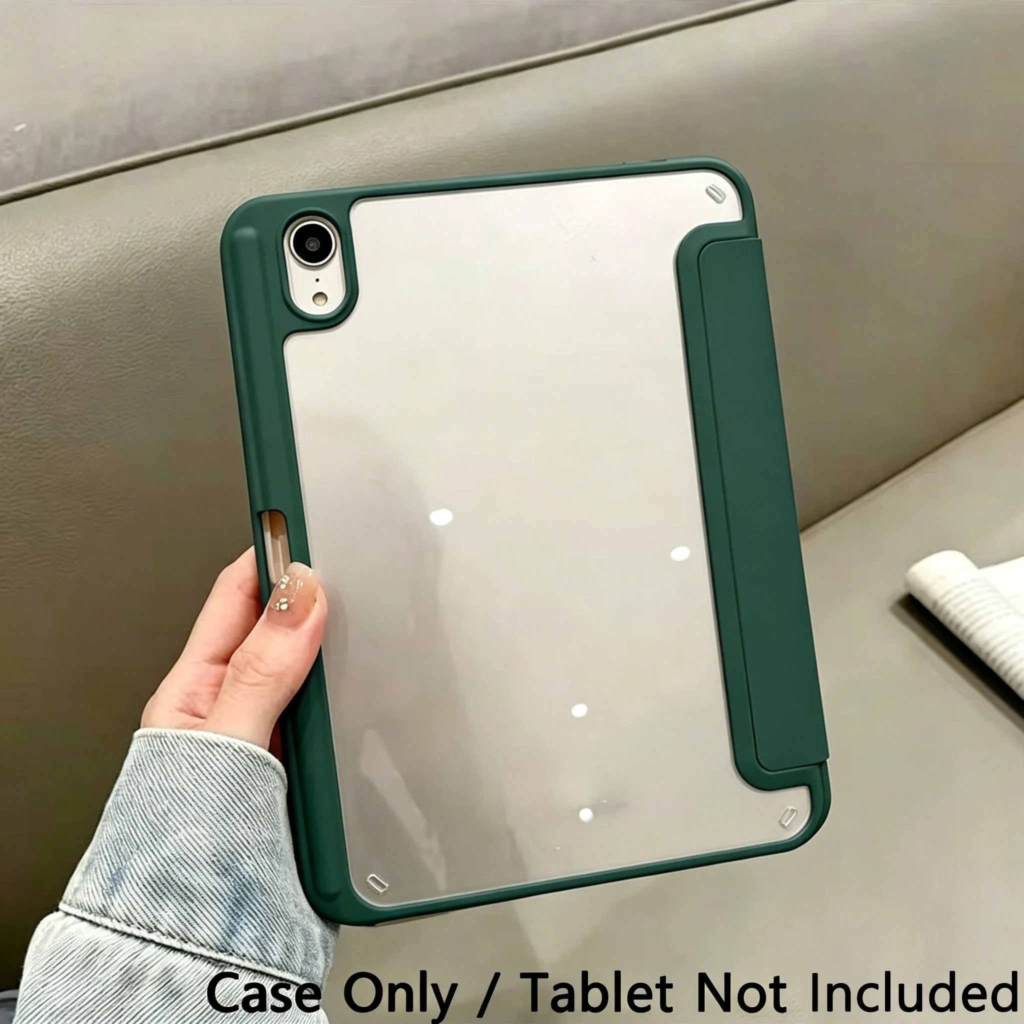 Sleek Trifold Stand Smart Cover with Pencil Holder & Soft TPU Back - Auto Sleep/Wake Functionality
