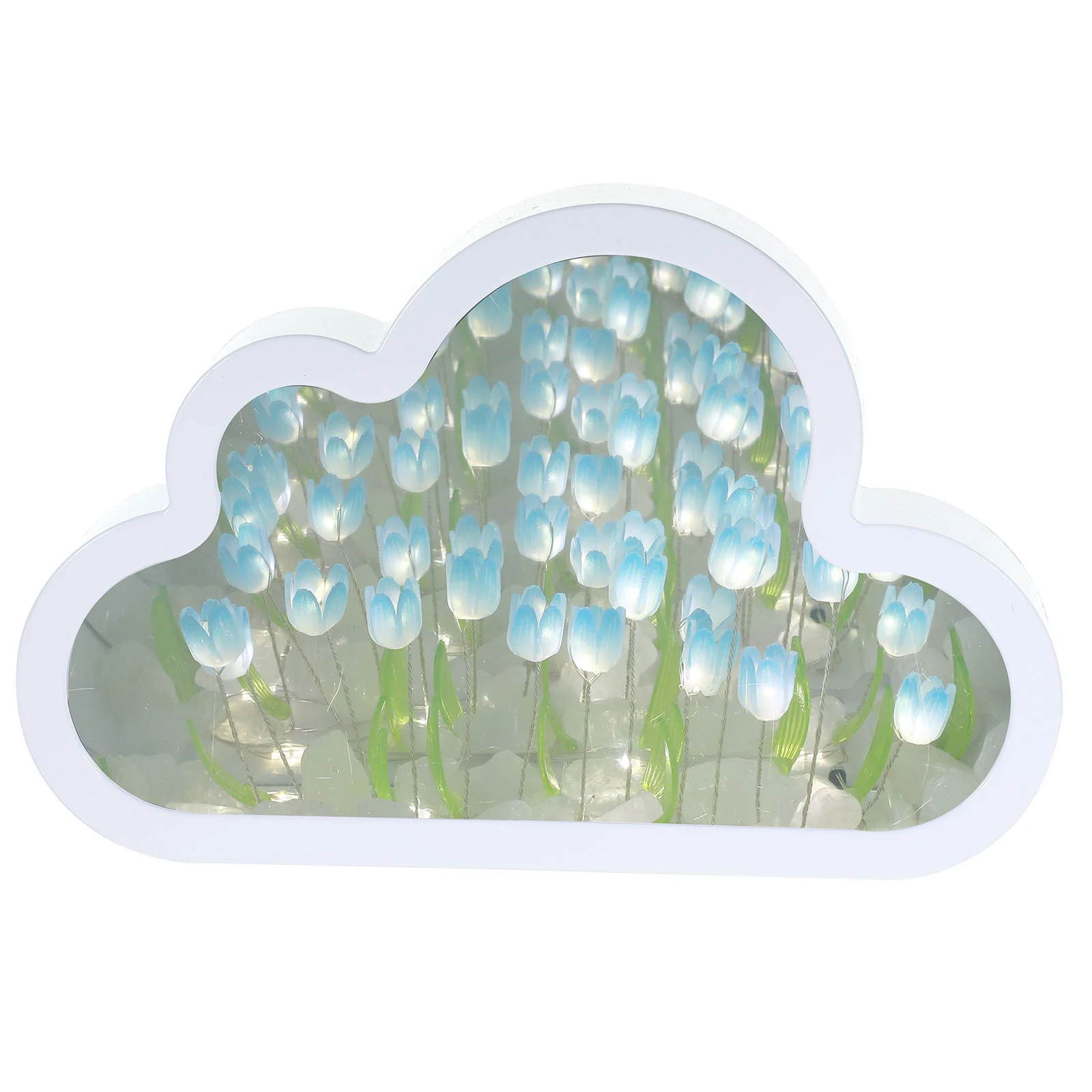 

Night Light Tulip Mirror Lamp Flower Decorative DIY Aesthetic Lamps for Bedroom Cloud with Tulips inside