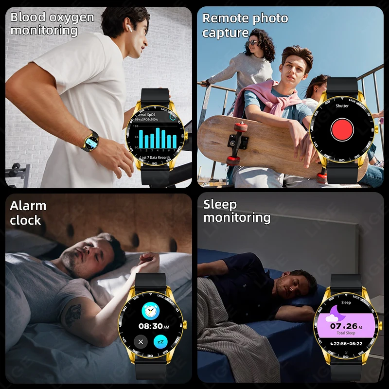 LIGE New Smartwatch Women Men 1.38-inch Smart Watch Message Notification iOS Android Smartwatches Fitness Bluetooth Call Watches