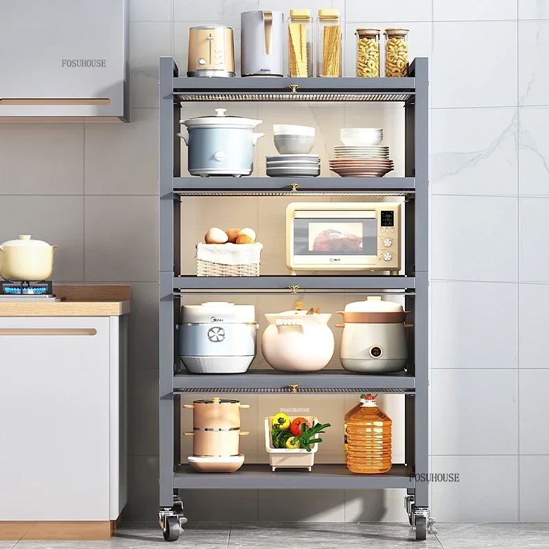 Luxury Metal Sideboards Kitchen Cabinets With Door Multi-functional Rice Cooker Locker Against The Wall Sideboard StorageN