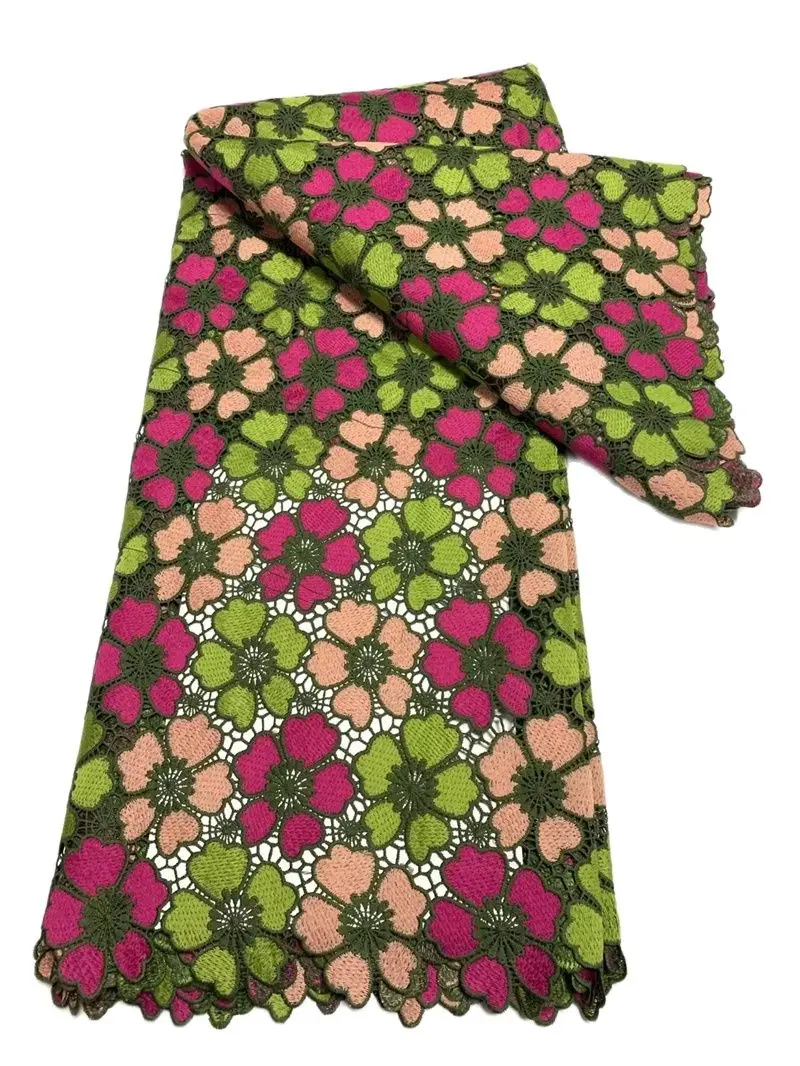 

African Guipure Lace High Quality Cord Lace Floral Nigerian Lace Material 5 Yards