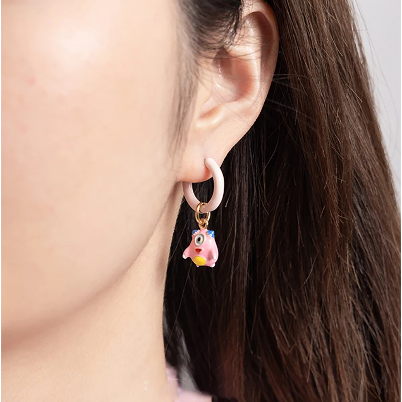 Cartoon Animal Pendant Hoop Earrings Dinosaur Design Butterfly Earring image 3