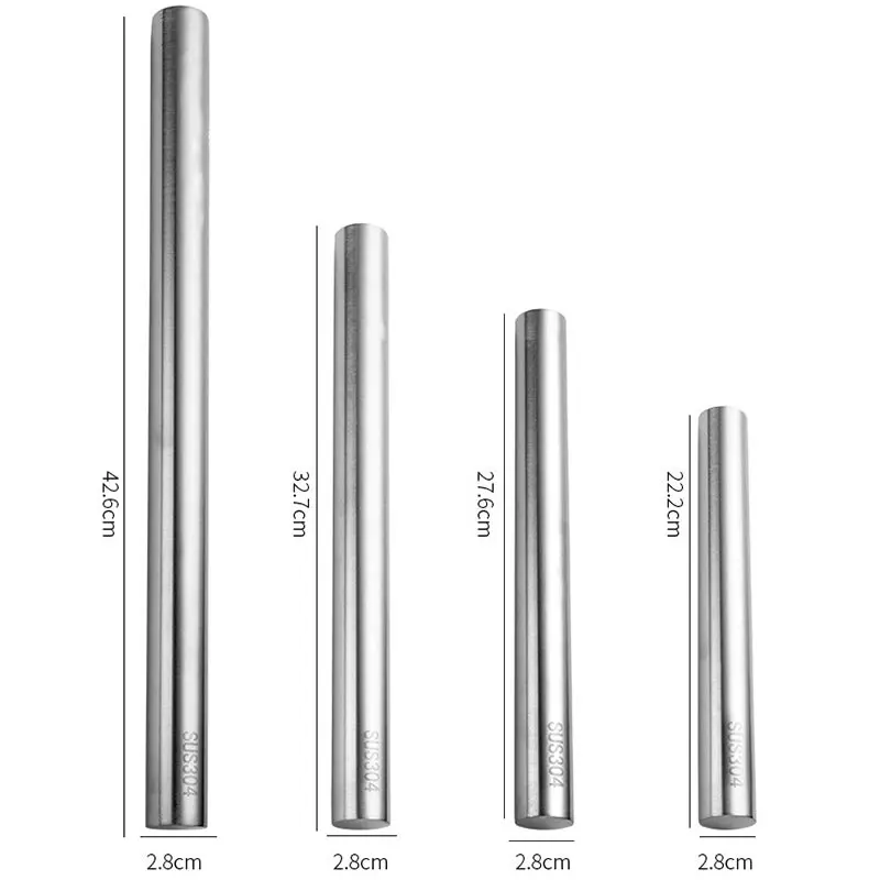 S0f35e10e6881487f8af4b7c366783ffeS Solid Heart 304 Stainless Steel Rolling Pin Cake Roller Dough Bakeware Rolling Pin Pizza Noodles Making Non-stick Rolling Pin