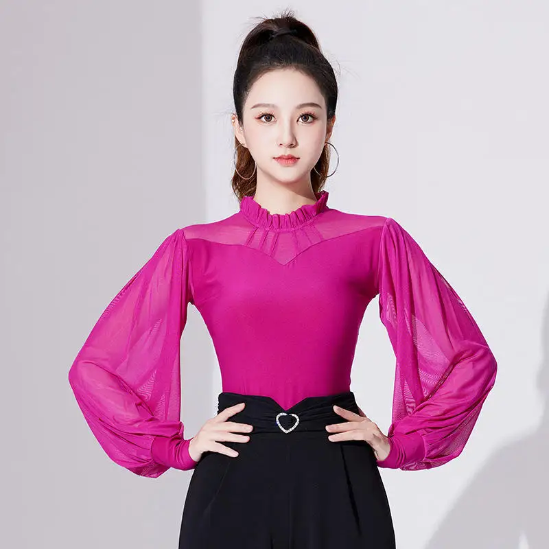 

Latin Dance Practice Suit Women's Long Sleeved Dance Suit Social Dance Top New National Standard Dance Modern Dance Clothes