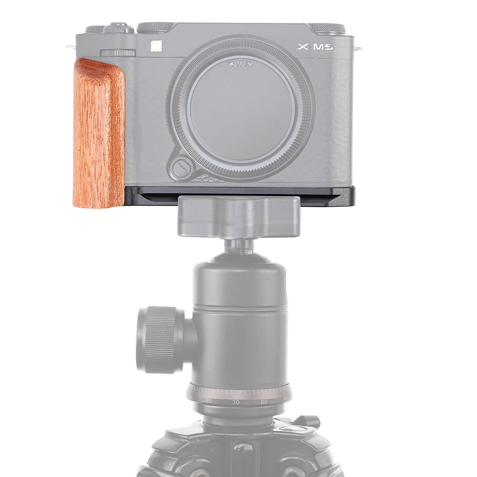 FOTGA For Fuji XM5 Quick Release L Plate Camera Wooden Handle Wood