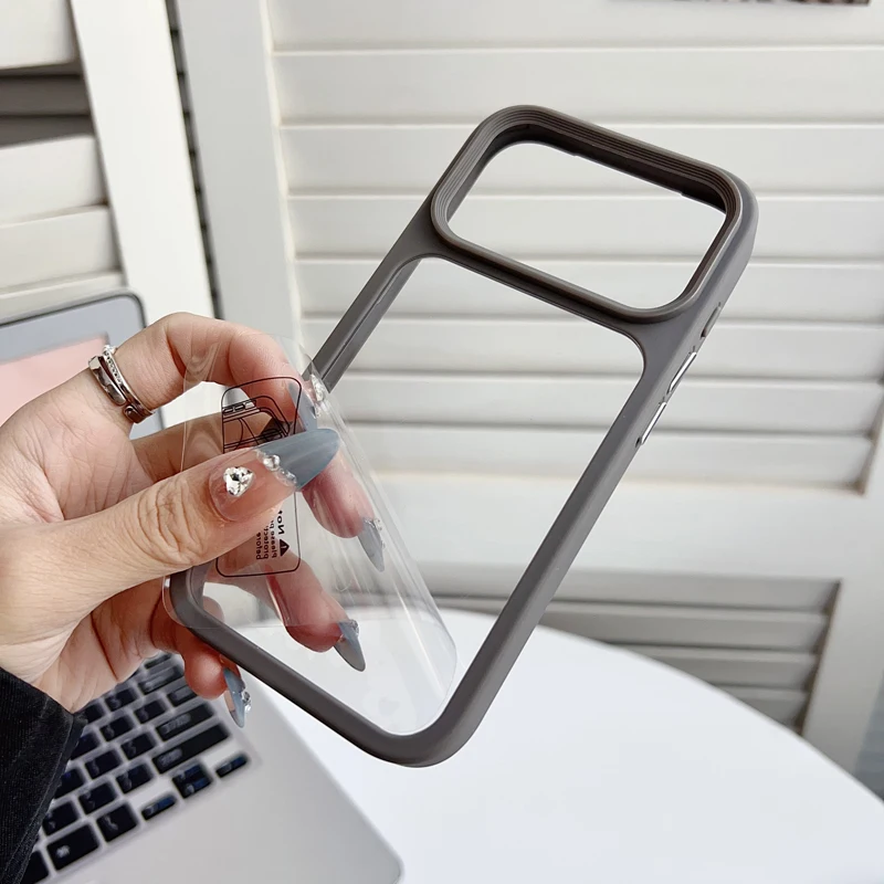 Transparent Skin Feel Shock Resistant Phone Case with TPU Border and Hardware Buttons