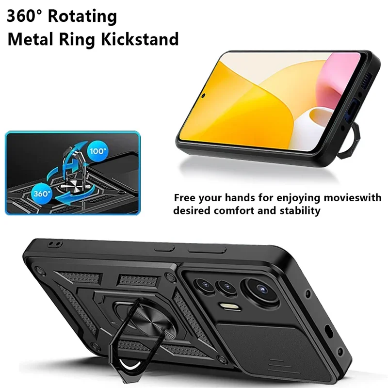 Rugged Military Grade Armor Phone Case with Magnetic Ring Stand Holder