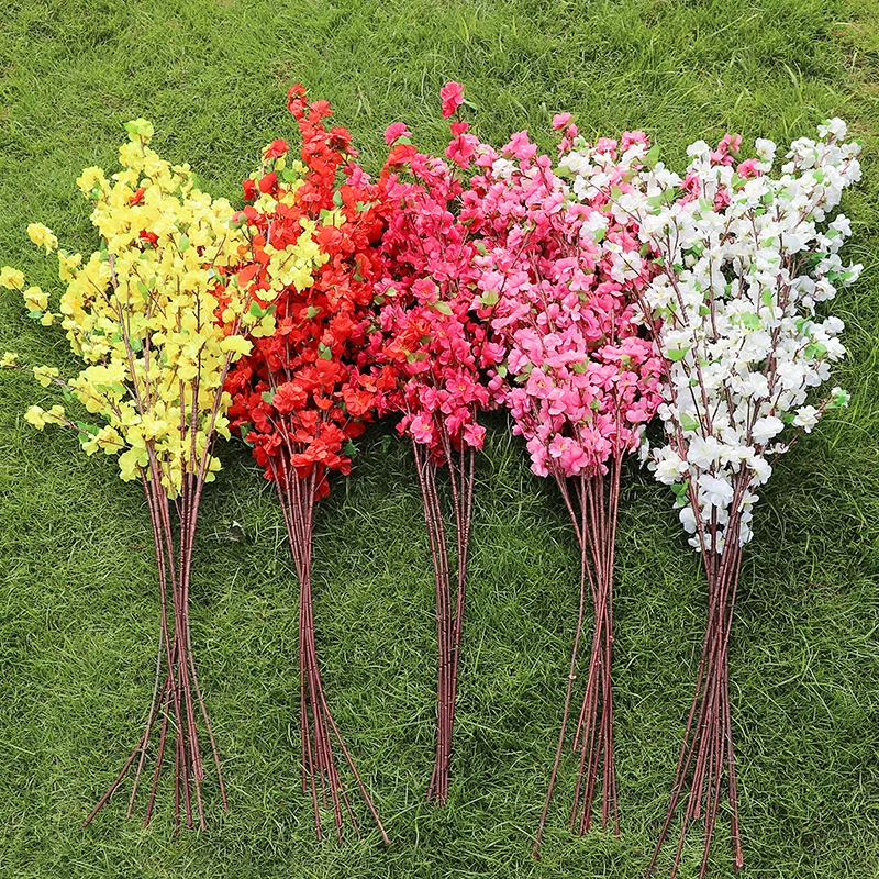 106cm Artificial Peach Blossom Branch Plum Cherry Blossom Silk Flower for Home Room Garden Decoration Wedding Party DIY Vase