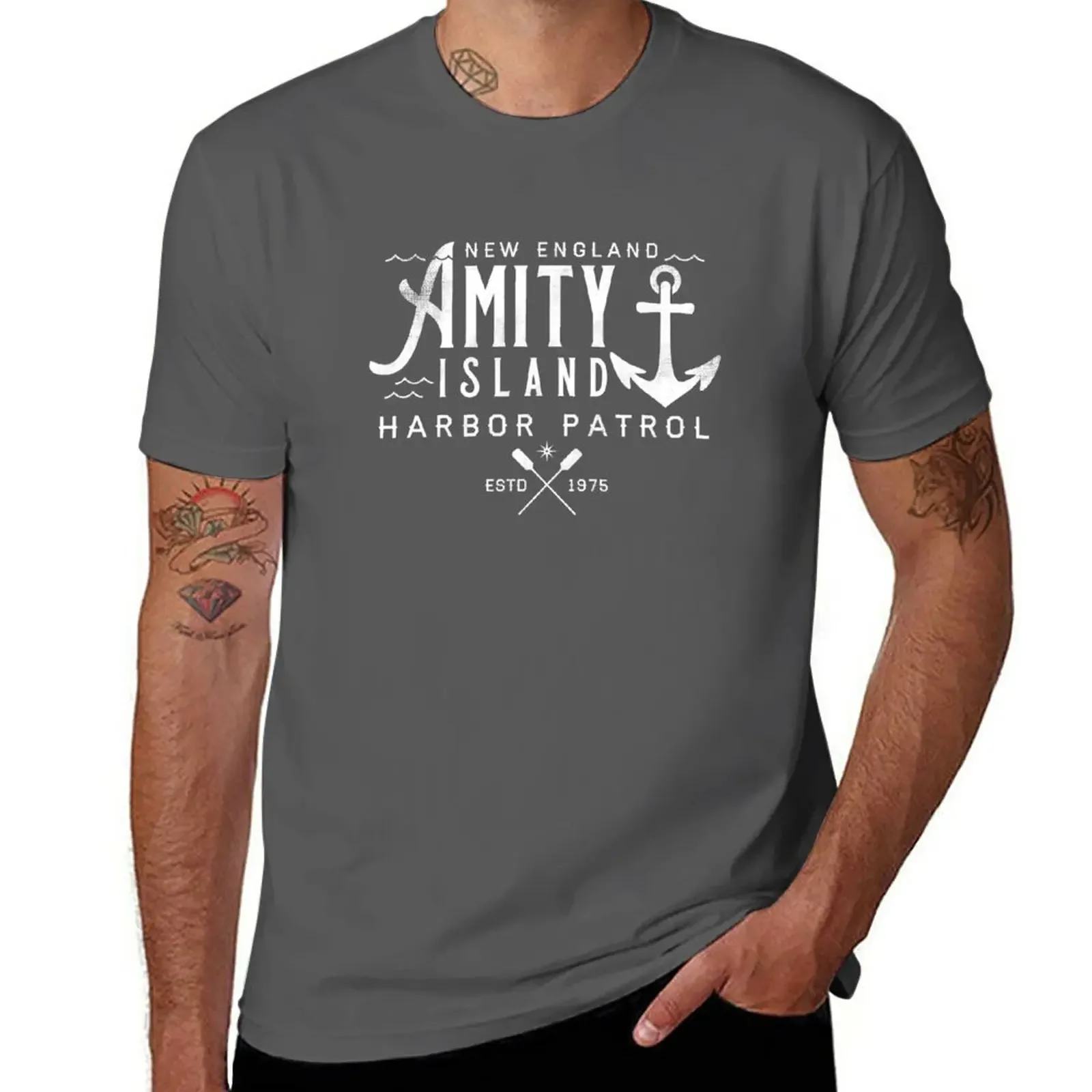 

Amity Island - Shark Harbor футболка с принтом «Patrol» одежда для хиппи funnys, простые мужские футболки на заказ