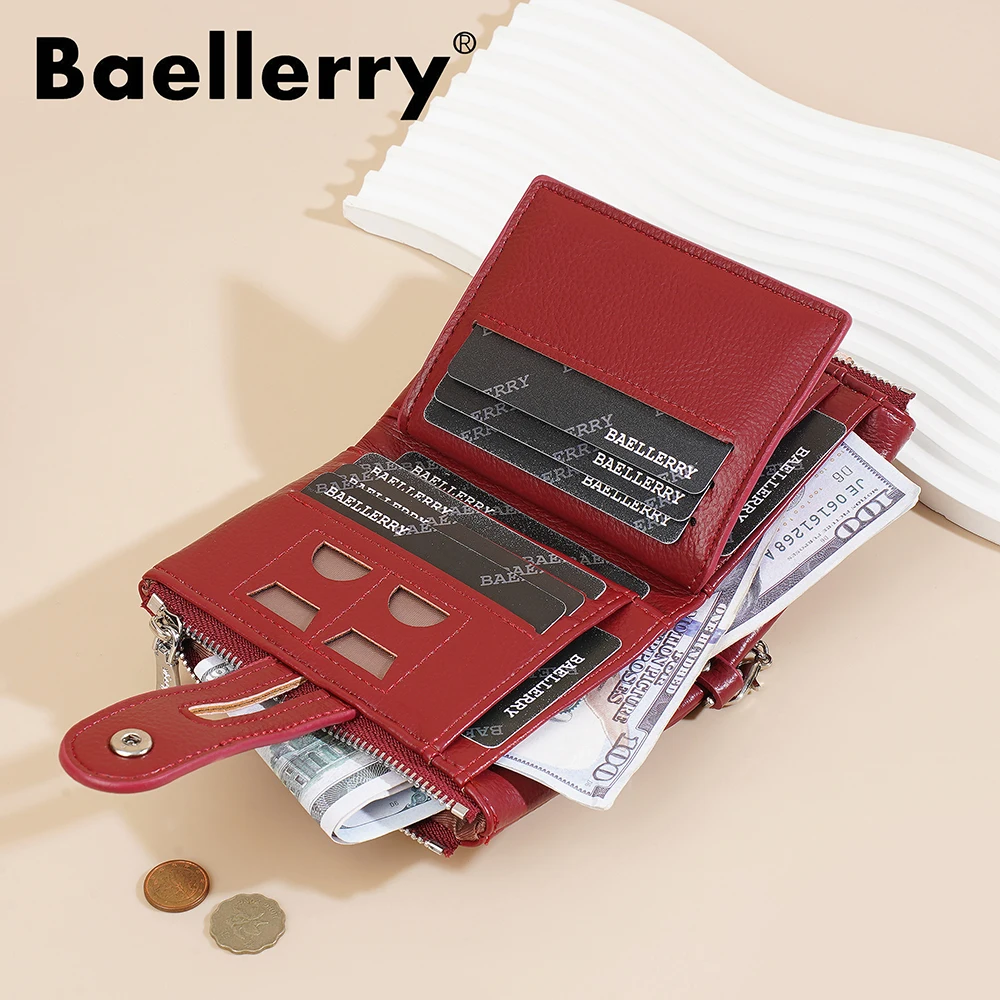 Baellerry Designer Women's Wallet with Keychain Strap, Multi Card Holder & Coin Zip Pocket, Ins Style Short Bifold Wallet for Wo