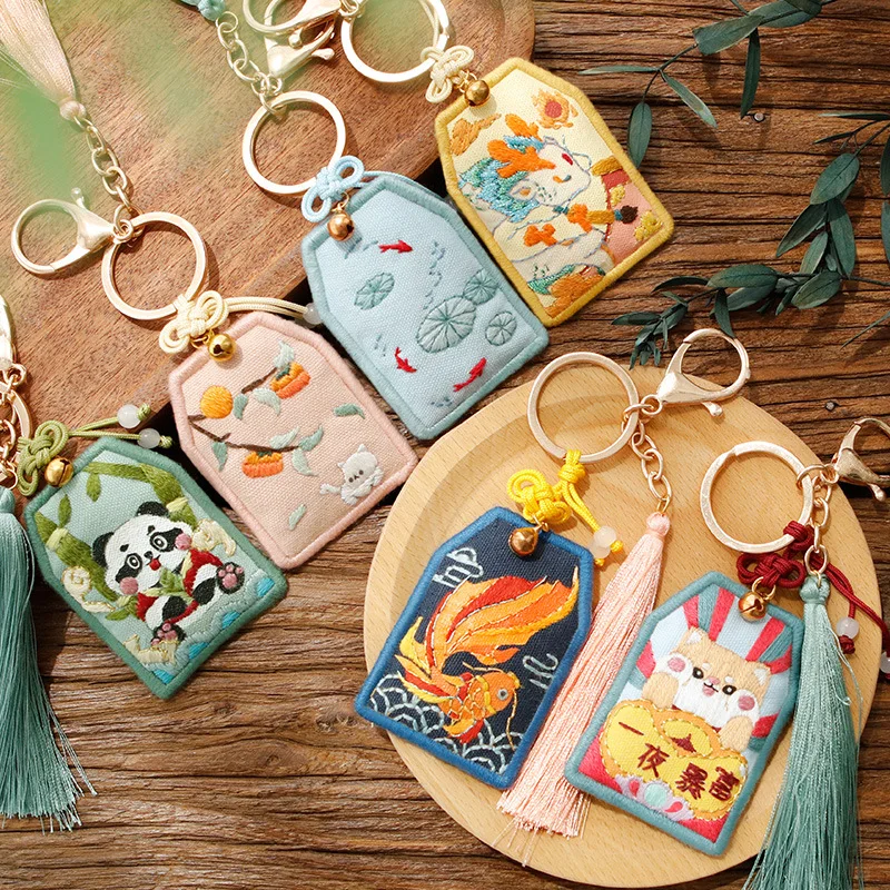 Animal Keychain Peace Omamori Diy Embroidery Cross Stitch Cartoon Stitching  Accessories Sachet Needlework Sewing Gift