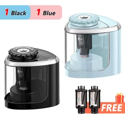 TENWIN Portable Electric Pencil Sharpener - Compact Desktop Tool (1PC Black 1PC Blue)