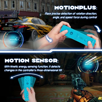 For Nintendo Wii Joystick 2 in 1 Wireless Remote Gamepad Controller Set Optional Motion Plus with Silicone Case Video Game 3