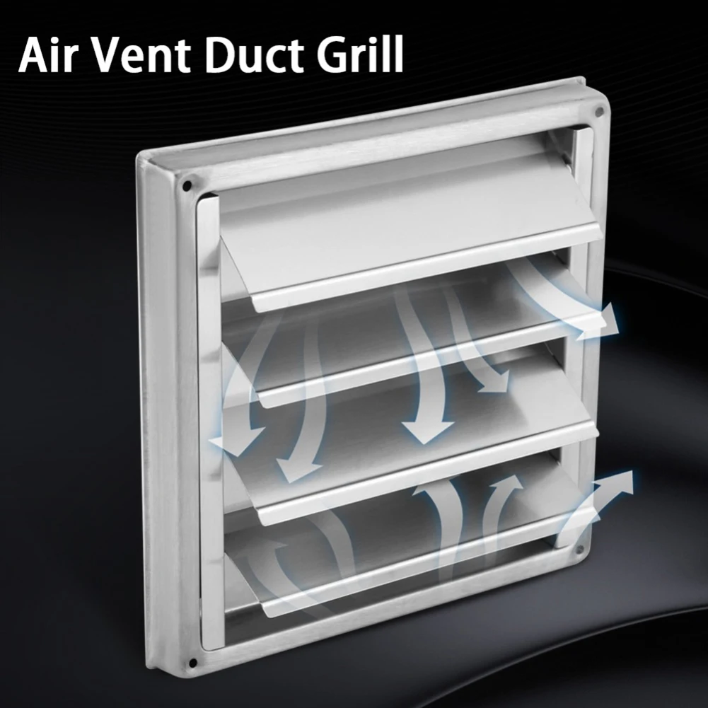 100MM Stainless Steel Air Vent Exterior Wall Ventilation Cap Movable Square Air Outlet Kitchen Bathroom Wall Grilles Duct Cover Air vent grille ventilation grille air vent cover ducting ventilation cover