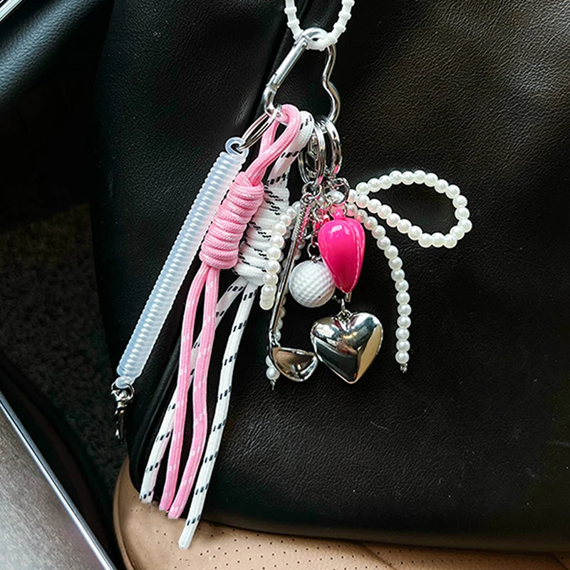 Handmade Baseball Personalized Keychain Creative Simple Diy Rope Pendant Y2k Tassels Trendy Accessory Gifts