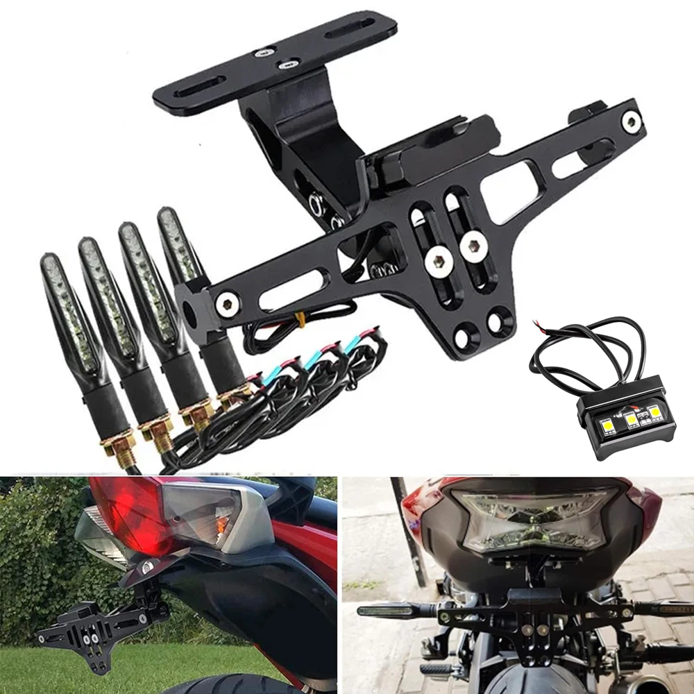 Motorcycle License Plate Holder Motorcycle License Plate Holder Number Plate Bracket For BMW R1200GS Yamaha MT07 MT10 Kawasaki Z750 Z800 Duke 125 200 390