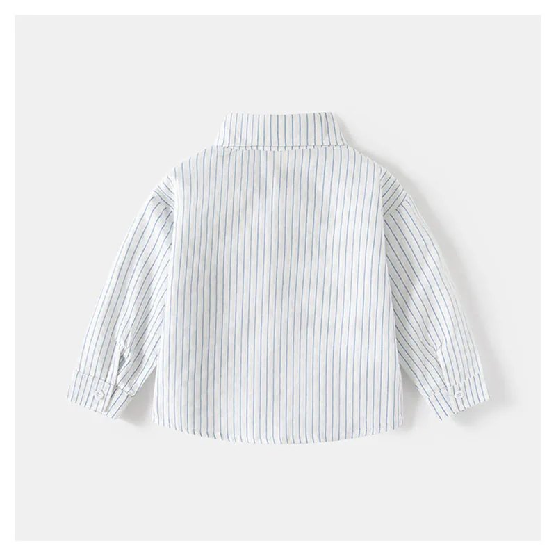 Cute Bear Kids Shirt Cartoon Stripe Blouse for Boys Girls