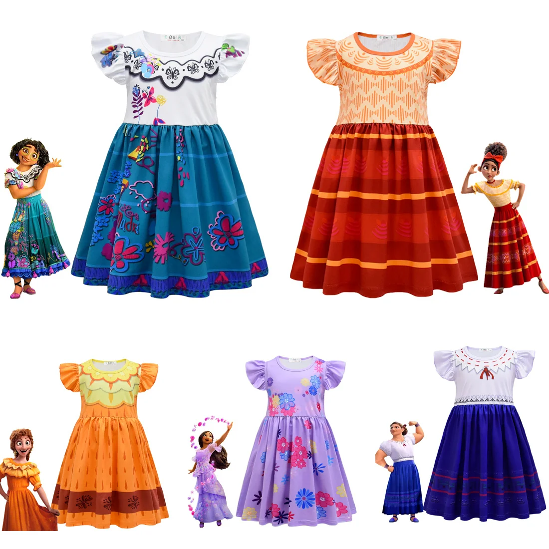 Ready Stock Kids Clothes Girls Encanto Mirabel Isable Cosplay Costumes Fancy Princess Dresses Birthday Carnival Party Clothing |