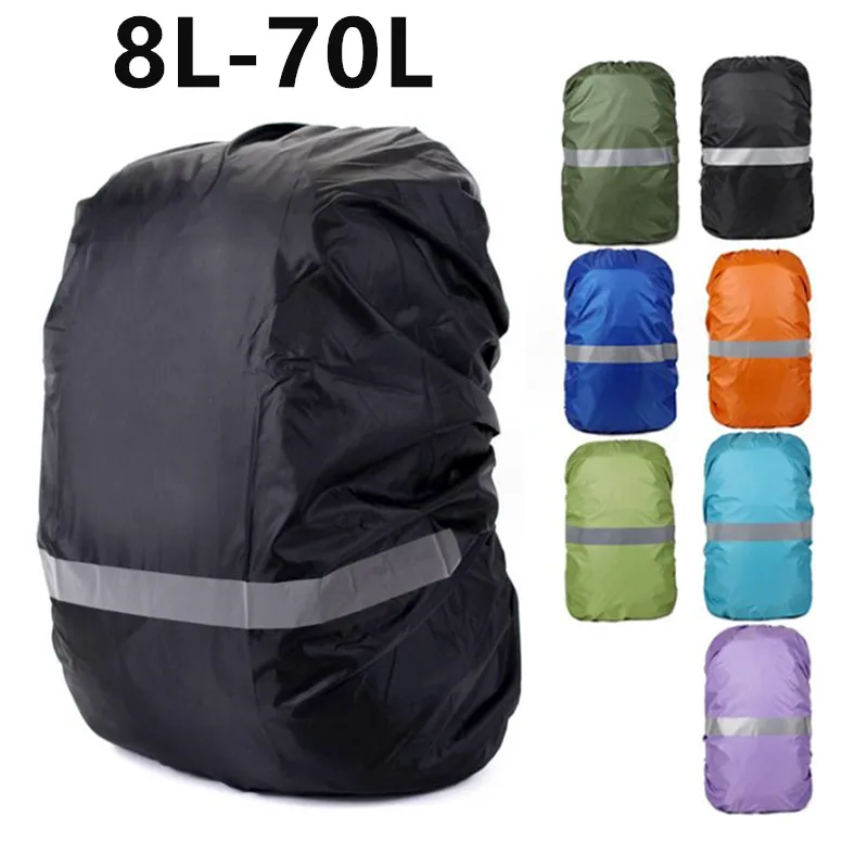 

30L 40L 55L 70L Black Rain Cover Backpack Reflective Waterproof Bag Camo Tactical Outdoor Camping Hiking Climbing Rain Cover 2#