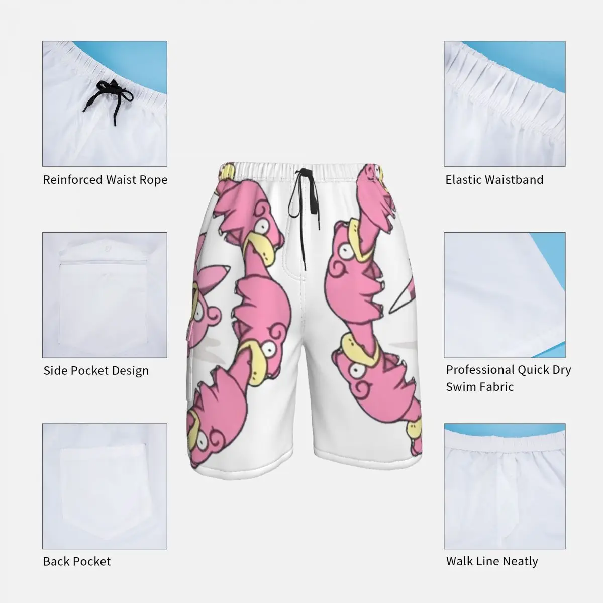 Slowpoke Board Shorts It is Ok To Go Slow Men Classic Board Short Pants Trenky Custom Plus Size Swimming Trunks 4