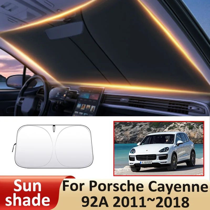 Summer Car Sunshade Front Windshield Sunshade Sun Protection Heat Insulation Auto Accessories For Porsche Cayenne 92A 2011~