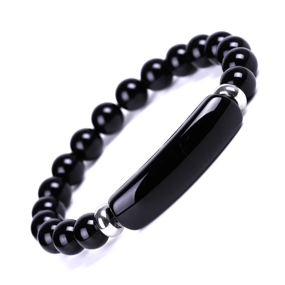 Natural Stone Elastic Bracelet Aura Healing Pink Spar Green Aventurine Tiger's eye Crystal Rectangular Long For Women
