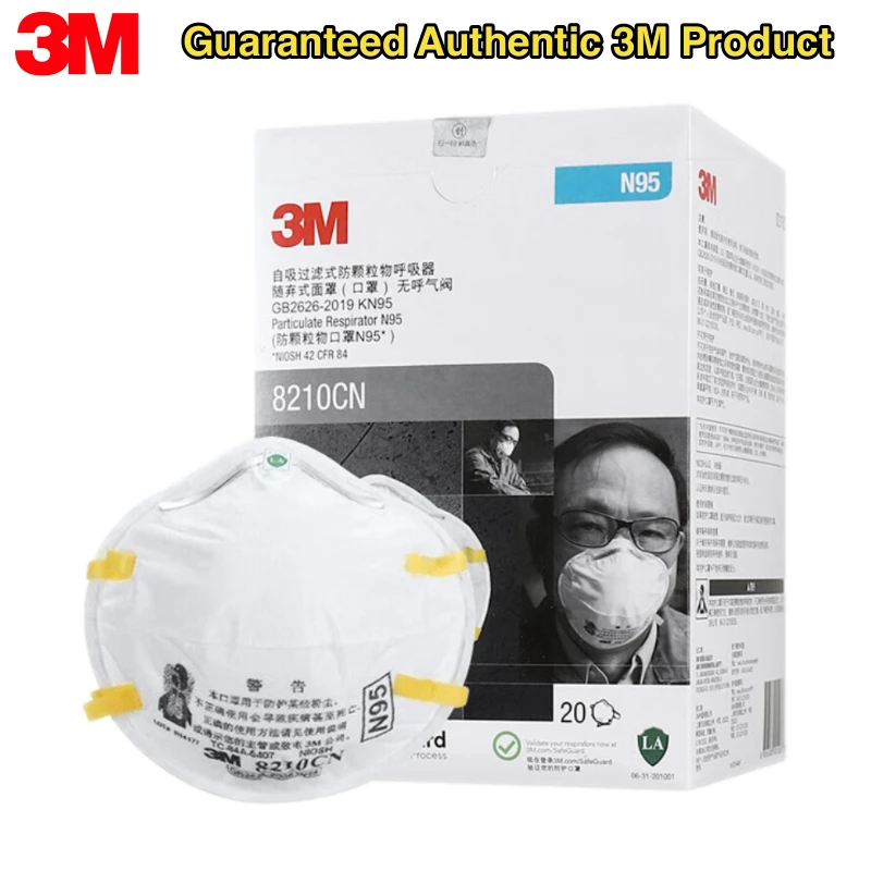 Lot de 20 masques FFP2 3M 8210 emballés dans leur boîte d'origine
