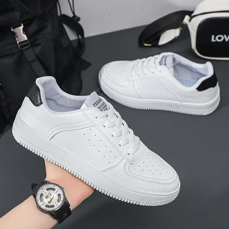 Fashion Leather Men Skateboarding Shoes Outdoor Casual Sneakers Sports Shoes Comfortable Flat Slip-on Couple skateboarding shoes sports shoes