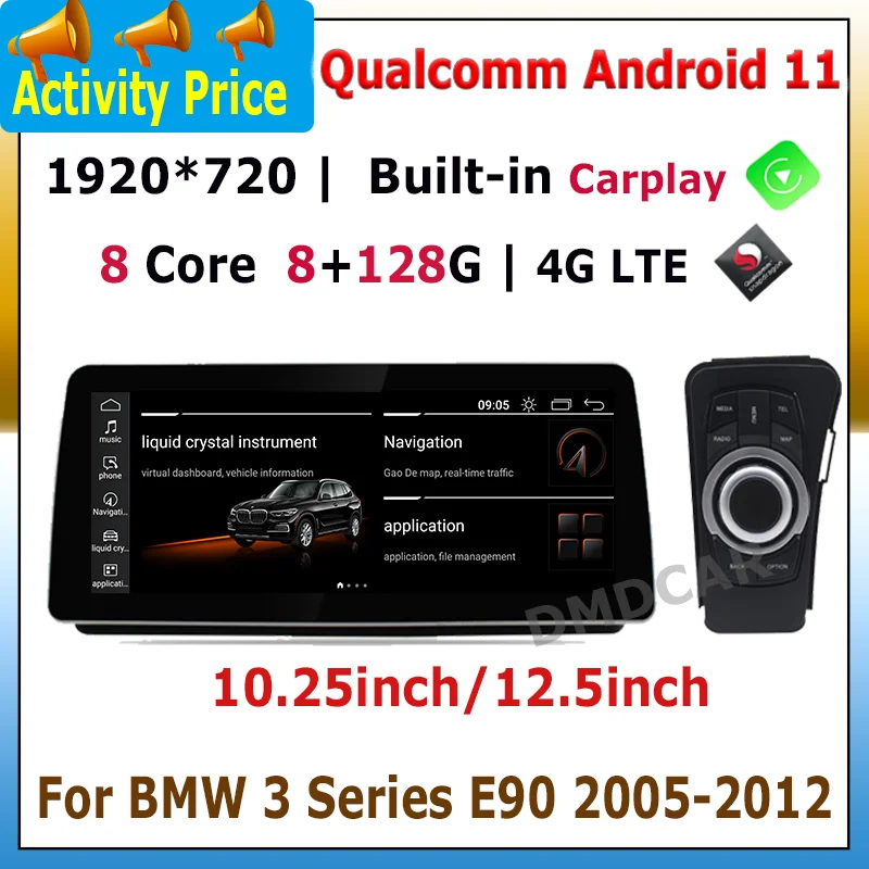 

10.25"/12.5" Snapdragon Android 11 Car Multimedia Player GPS for BMW BMW 3 Series E90 E91 E92 E93 Video CarPlay