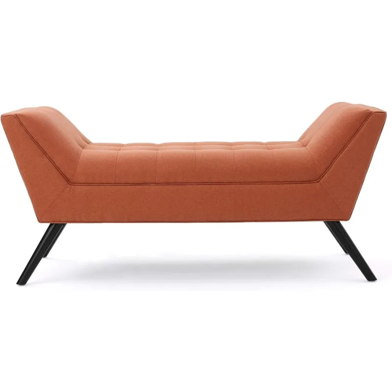 

Christopher Knight Home Demi Fabric Bench, Orange Wood Bench Furniture Upholstered Bench