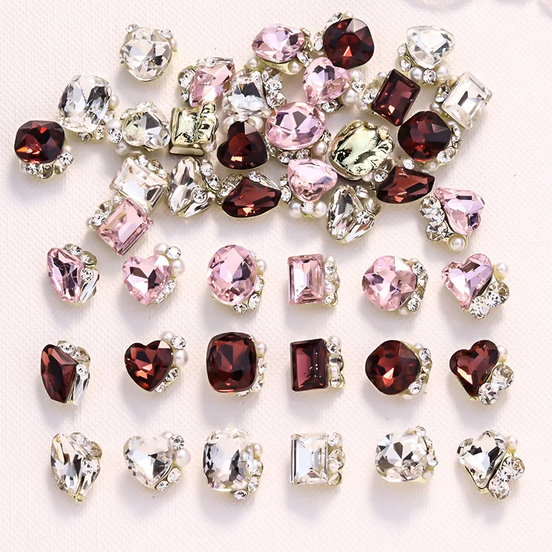 10Pcs 3D Luxury Pile Diamond Nail Art Decorstion Strass Charms Gemme Pearl Manicure Parts Nail Tech Forniture Accessori