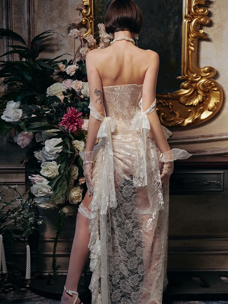 Nibber Sweet Jacquard Bead Patchwork 2 Piece Set Women Sexy Bandages Slash Neck Backless Vest+Irregular Hem Tierred Skirt Suits