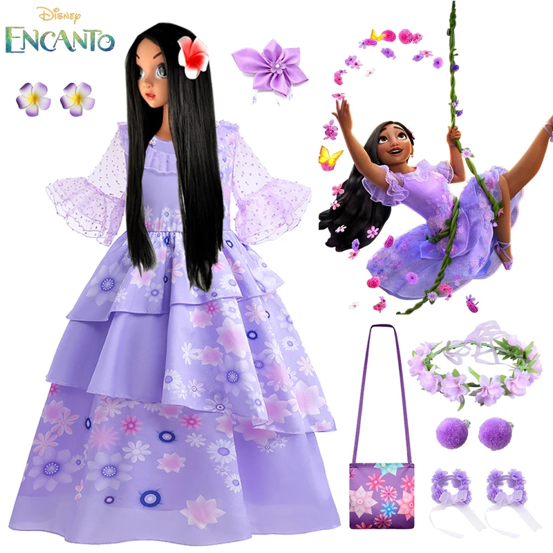 

2023 Disney Encanto Isabela Princess Dress Baby Girls Isabela Cosplay Costumes For Halloween Carnival Birthday Party Clothing