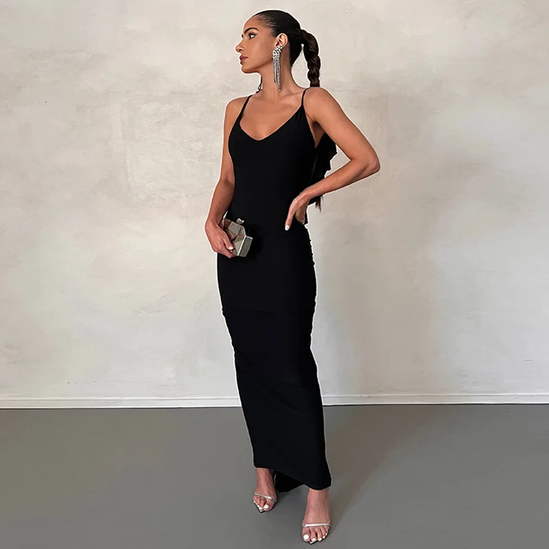 

Sexy Dress Women Sleeveleeve Ruffled Hem Evening Dresses Elegant Summer Outfits Fashion Bodycon Dress 2023 New In White Vestidos