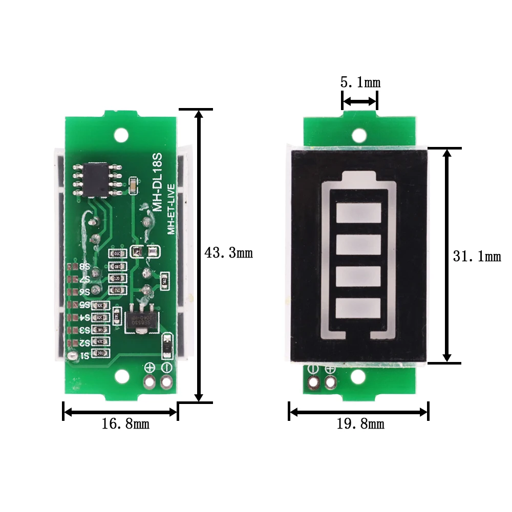 Lithium Battery Tester 1S 2S 3S 4S 6S 7S 8S Series Lithium Battery Capacity Indicator Display Electric Vehicle Power Tester Li-Po Li-Ion Module