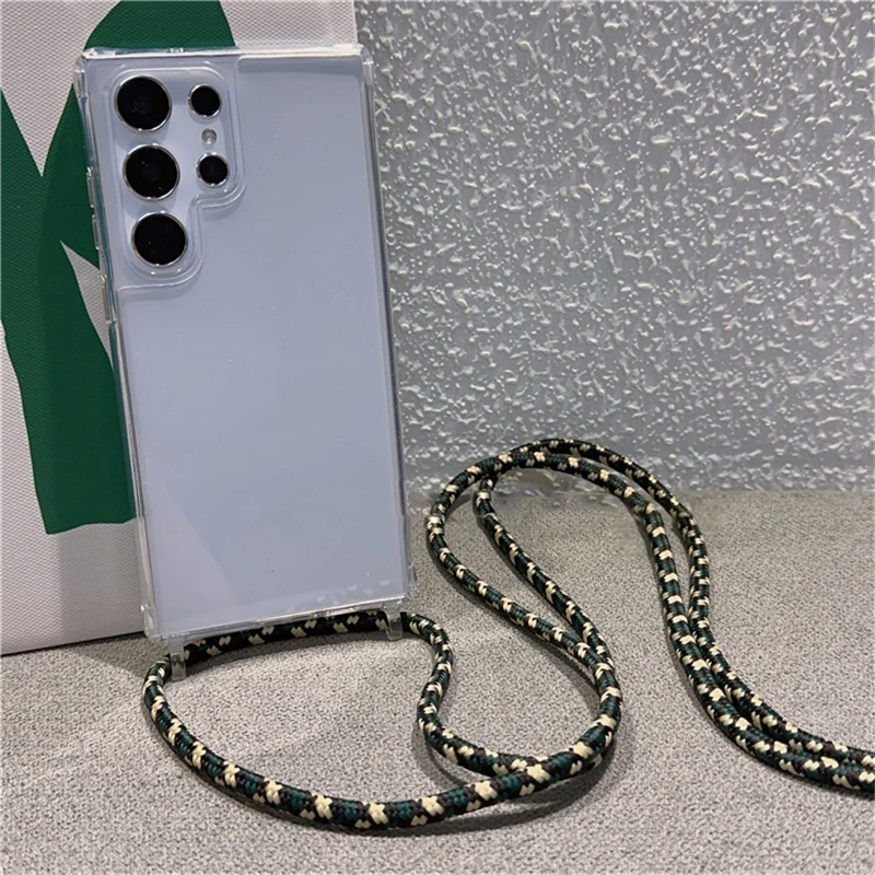 Transparent Shockproof Crossbody Lanyard Case with Adjustable Shoulder Strap and Acrylic Clear Cover