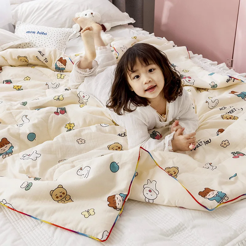 New Waffle Yarn Cotton Children's Summer Quilt Double Layer Yarn Airable Cover