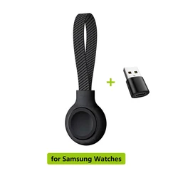 Portable Magnetic Wireless Lanyard Charger with USB Type C Connection (Black with Adapter)