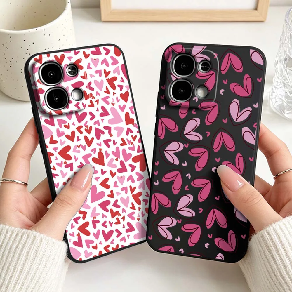 Artistic Red and Pink Hearts Phone Case - Black Finish