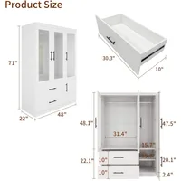 Wardrobe, Wardrobe Closet with Door, Armoire Wardrobe Closet with Mirror, Closets with Drawer for Bedroom, Armoire and Wardrobe 2