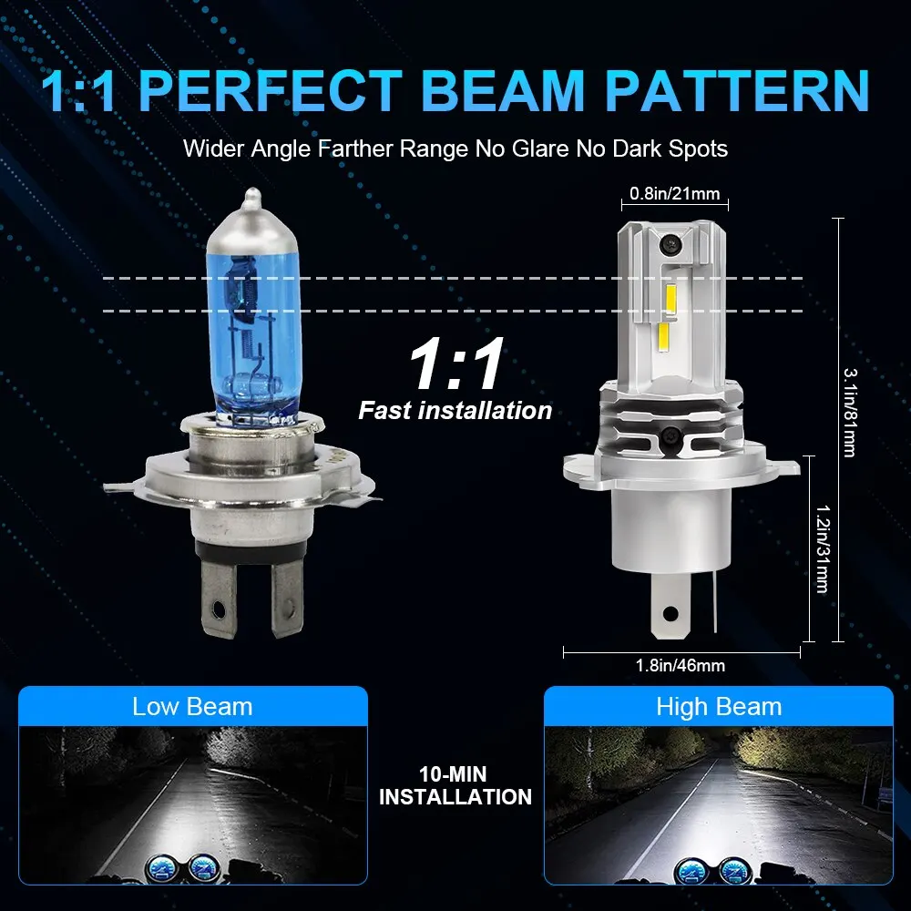 Motorcycle led lights H4 LED Motorcycle Headlight Bulb CSP for Car Motorcycle H4 9003 HB2 12V 24V 1Pcs